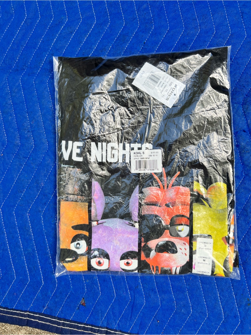 Men’s Five Nights at Freddy’s Black Graphic Tee with Colorful Monster Print